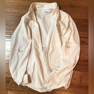 White Columbia fishing shirt, Women’s size small, side zipper pockets, like new